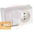 Комбинация розетки и выключателя 2-кл. белый (горизонт) VIKO Vera 90681189 купить в Донецке ДНР 
