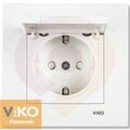 Розетка с с\з крышкой, шторкой белая ViKO Karre 90960012 купить в Донецке ДНР 