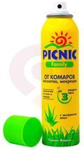 Аэрозоль PICNIC Family 150мл от комаров, мокрецов, москитов 3в1 оранжевый (1/12шт) купить в Донецке ДНР 